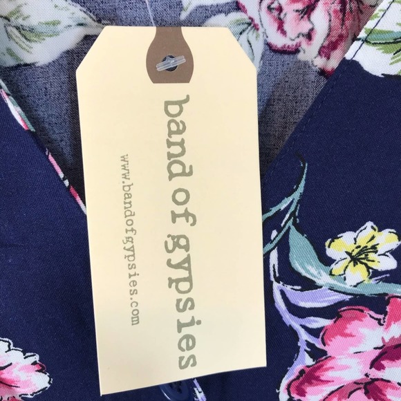 NWT Band of Gypsies Blue Midi Floral Dress - Picture 3 of 6